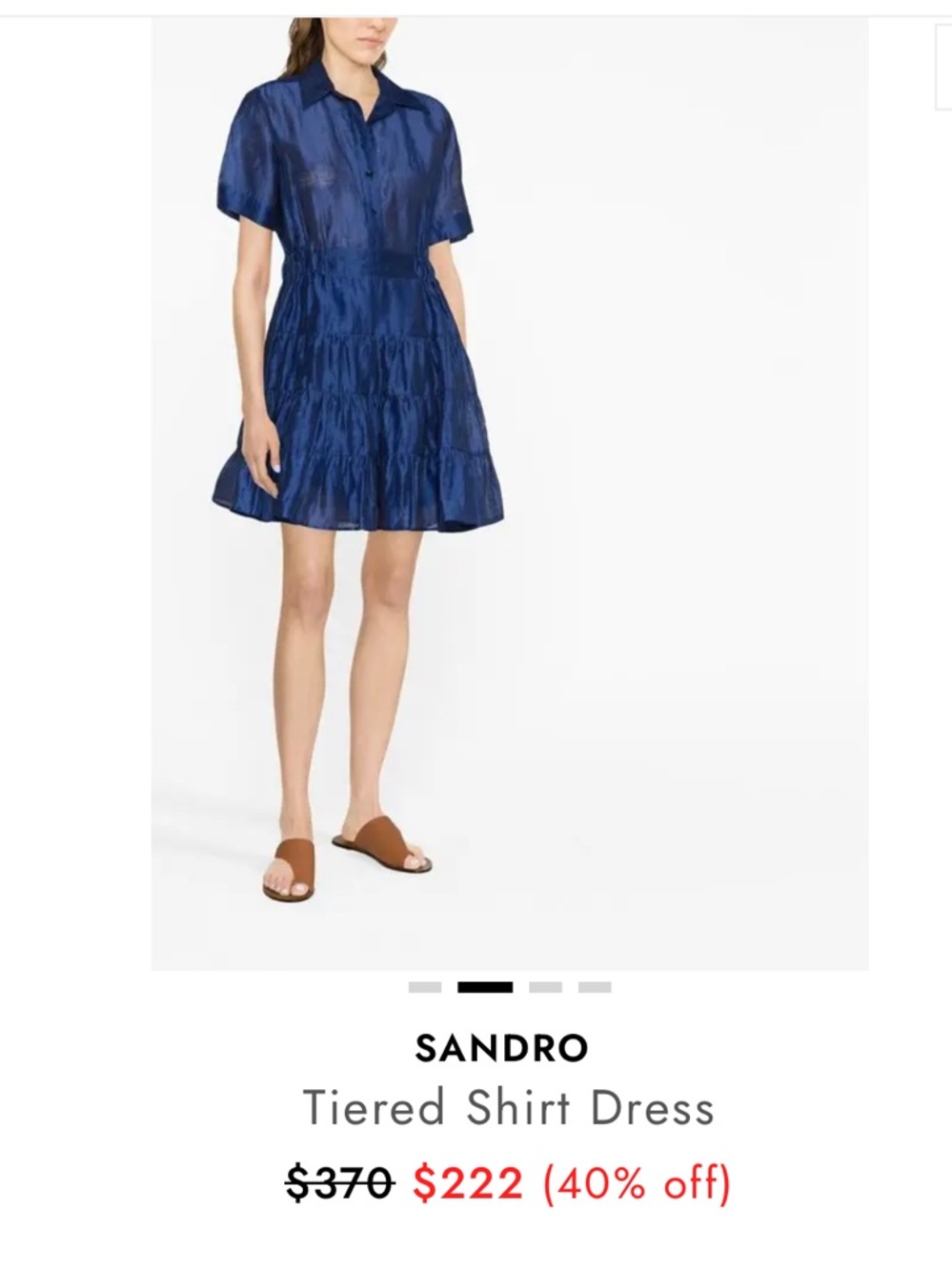 Sandro Electric Blue Short-Sleeve Tiered Mini Dress